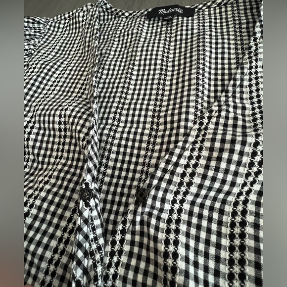 Crossover Peplum Top in Textured Gingham Check - Picture 2 of 7